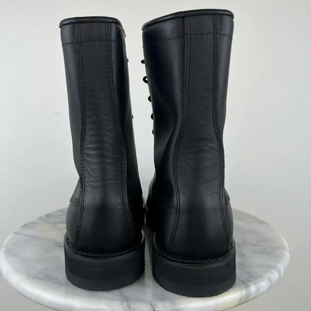 Men's Addison Black Leather Steel Toe Lace Up High Top Military Work Boots (9)